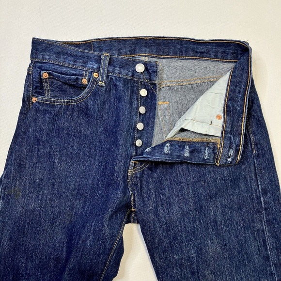 Levis 501 0115 Jeans Dark Rigid Denim Men’s 32x32 Y2K Button Fly - Picture 5 of 12